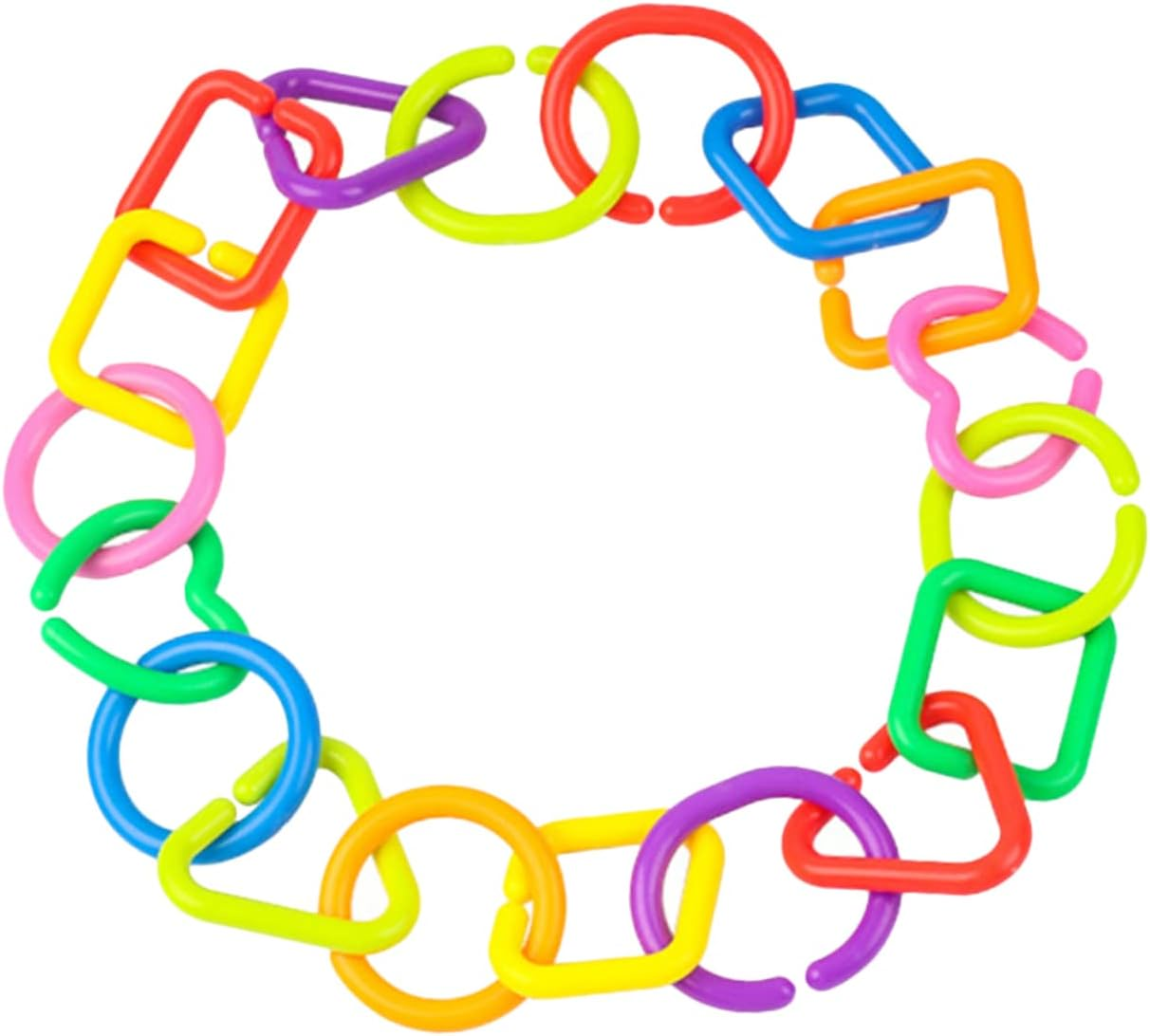 Angoily 35Pcs Link Ring for Boy Girl Geometric Chain Links Early Education Grasping for Stroller Crib Car Seat and Diaper Bag Attachments image number 6