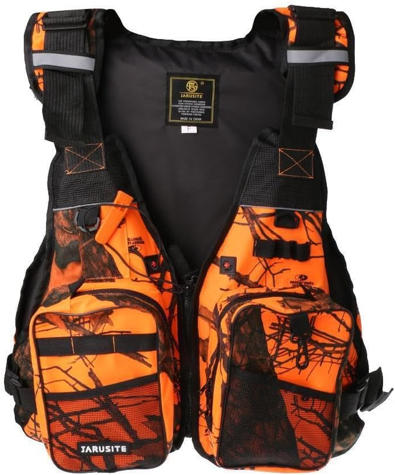 IOIUSKKU Versatile Universal Kayak Canoe Sailing Fishing Life Jacket Buoyancy Aid Adjustable and Secure Fit, Orange Camo - Forest Camo image number 3