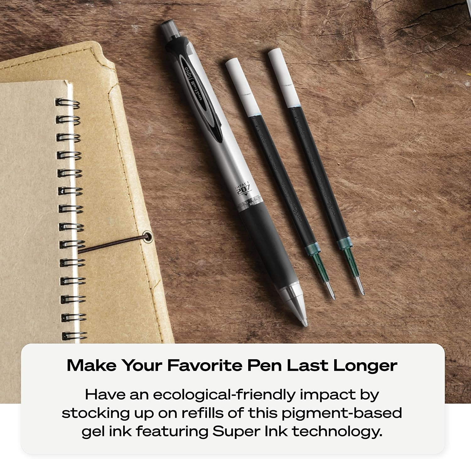 Uni-Ball 207 Impact Gel Pen Refills, Bold Point (1.0Mm), Black, 2 Count image number 6