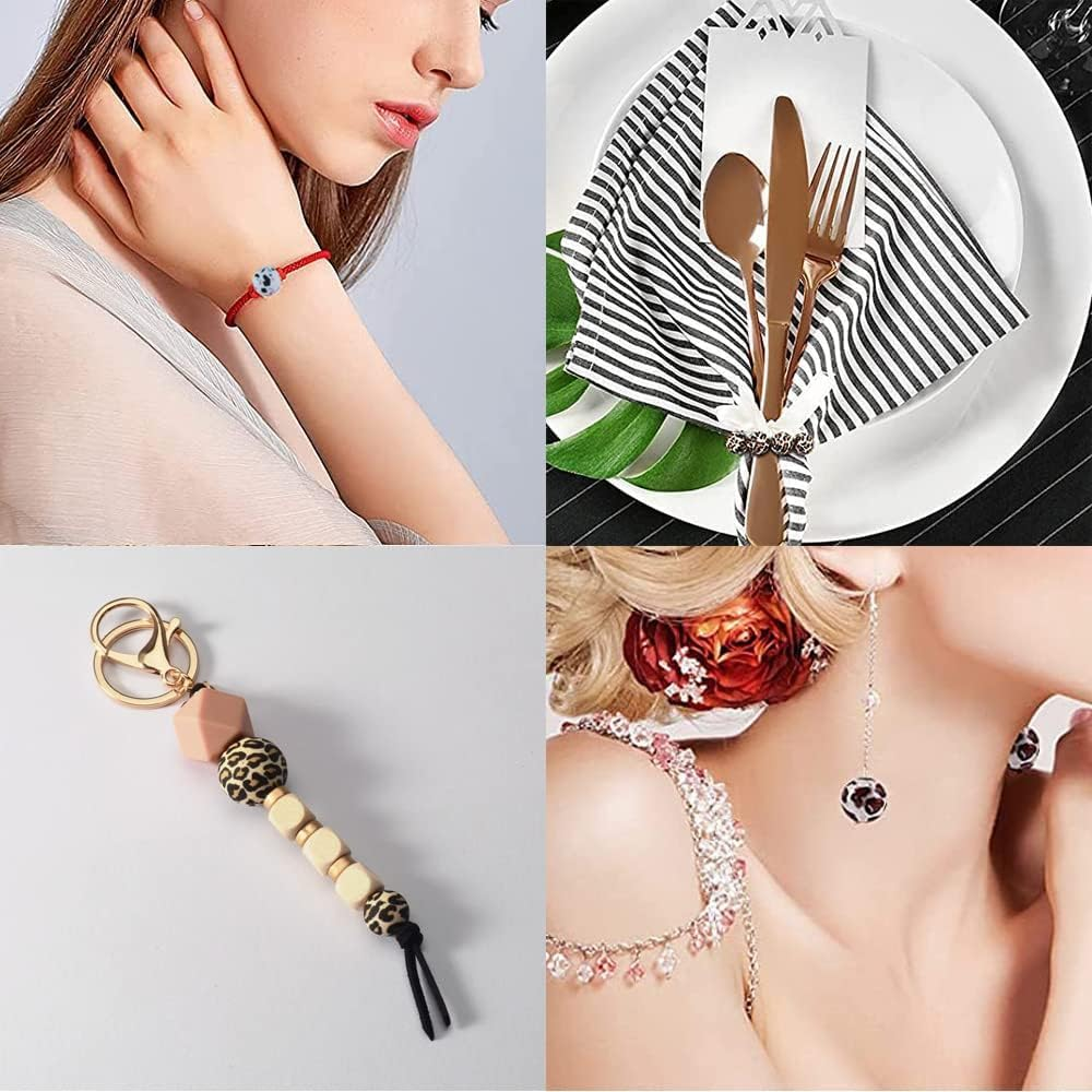 100 Pieces Silicone Beads, Betterjonny 10 Colors Loose Beads with Storage Box 15Mm Cow Leopard Print round Beads for Necklace Bracelet DIY Crafts image number 6