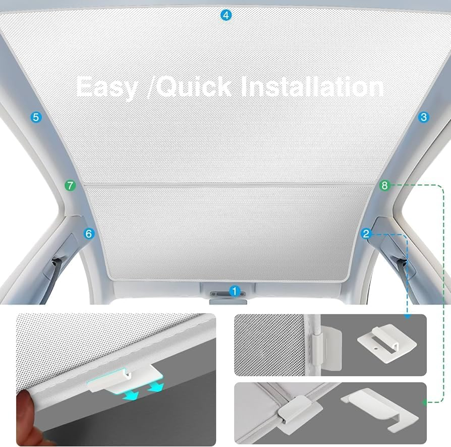 Tesla Model Y Accessory 2024 Australia Glass Roof Sunshade Windshield+ Front+Rear Topfit Shades in (Beige Color) UV Umbrella Sunroof for Tesla Model Y Accessories 2021-2024. image number 3