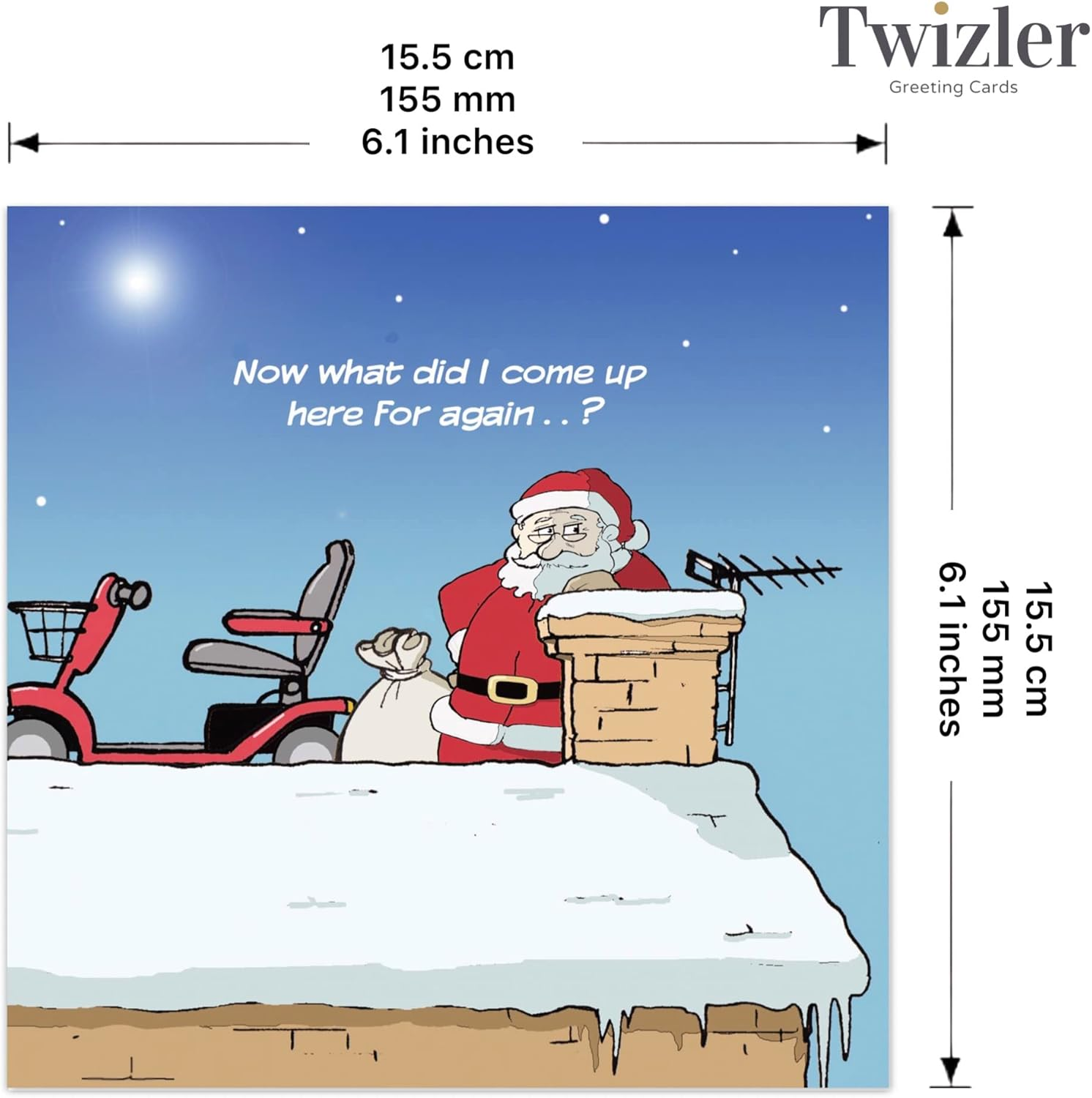 Twizler Merry Christmas Card with Senior Santa - Funny Happy Christmas Card - Womens Xmas for Her Female - Mens Seasons Greetings for Him Male image number 3