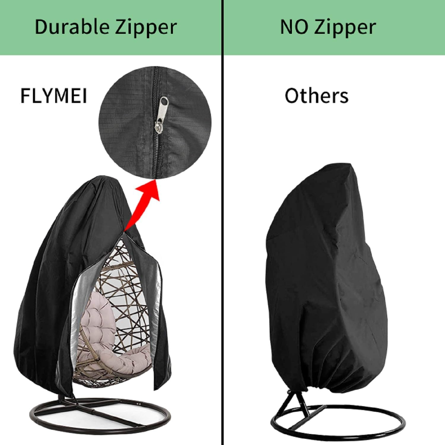 Wicker Egg Swing Chair Covers - Patio Egg Chair Cover, Oxford Fabric, Heavy Duty, Weather Resistant & Windproof image number 5