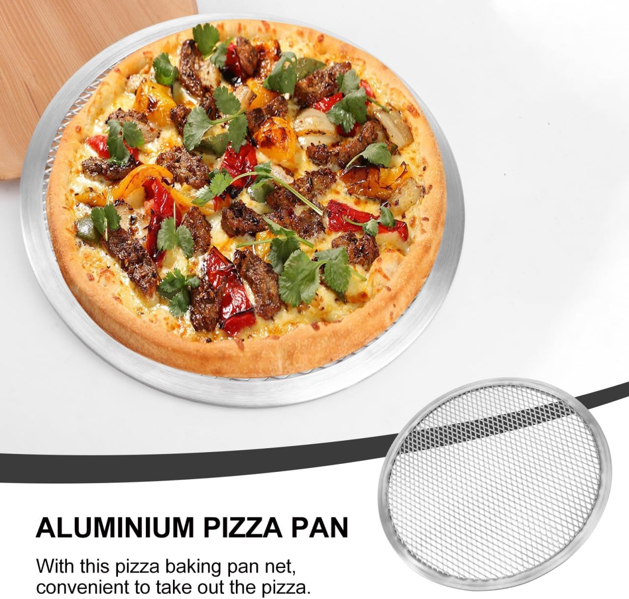 Luxshiny Non-Stick Aluminum Pizza Baking Tray Net with Perforated Design 13 Inch round Pizza Pan for Oven Home Restaurant Commercial Use image number 2