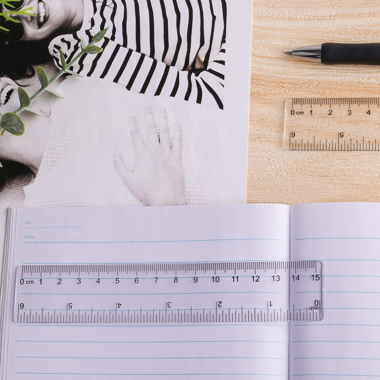 AIEX 40Pcs 6Inch Inch Ruler, Small Transparent Ruler Plastic Mini Rulers Bulk with Inches Centimeters for Kids Students Schools Office Supplies (Transparent) image number 5