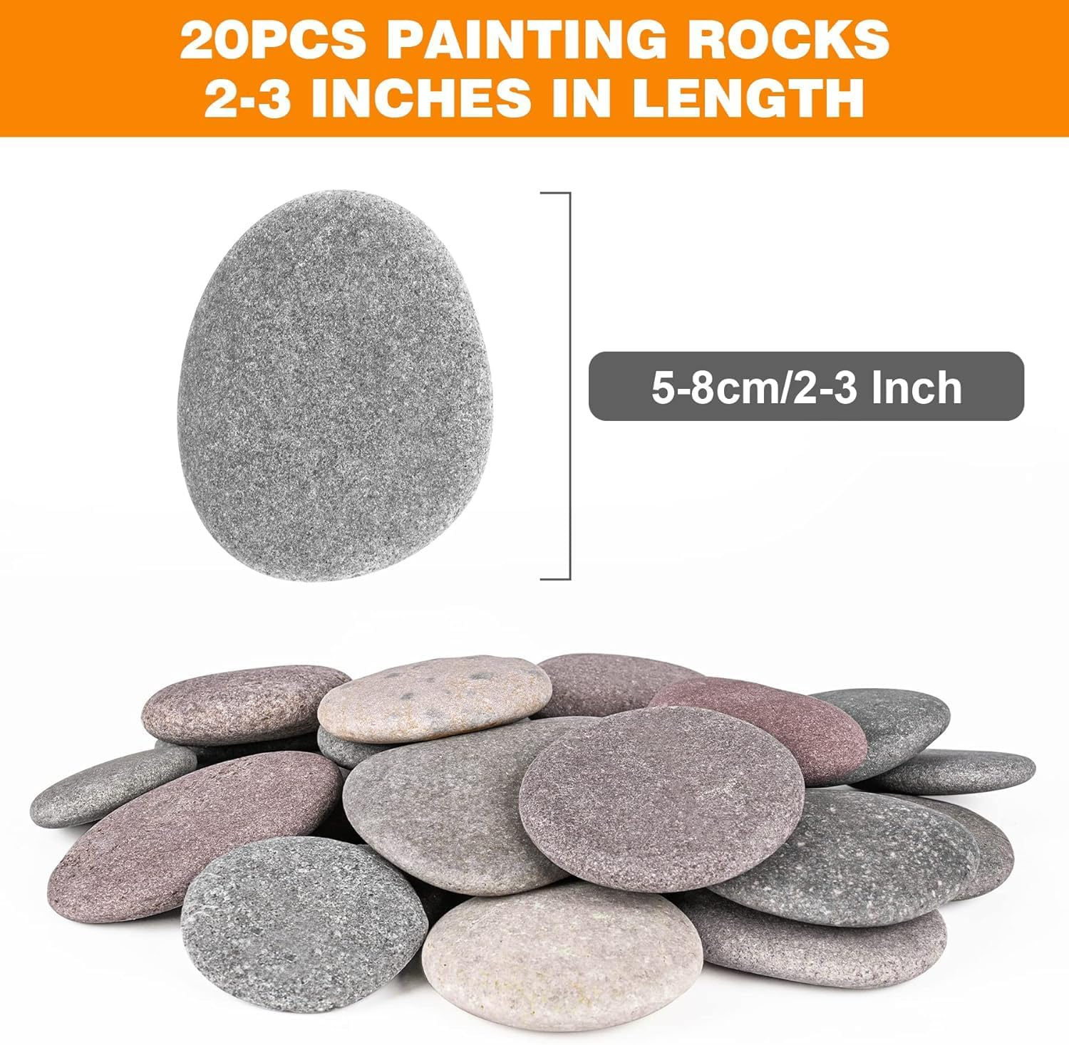 20 Pcs Painting Rock 5-8Cm Natural Rocks Kindness Crafting Party Pack Bundle River Stones Flat Smooth Stone for School Home Party Holiday Painting Crafts Decoration image number 3