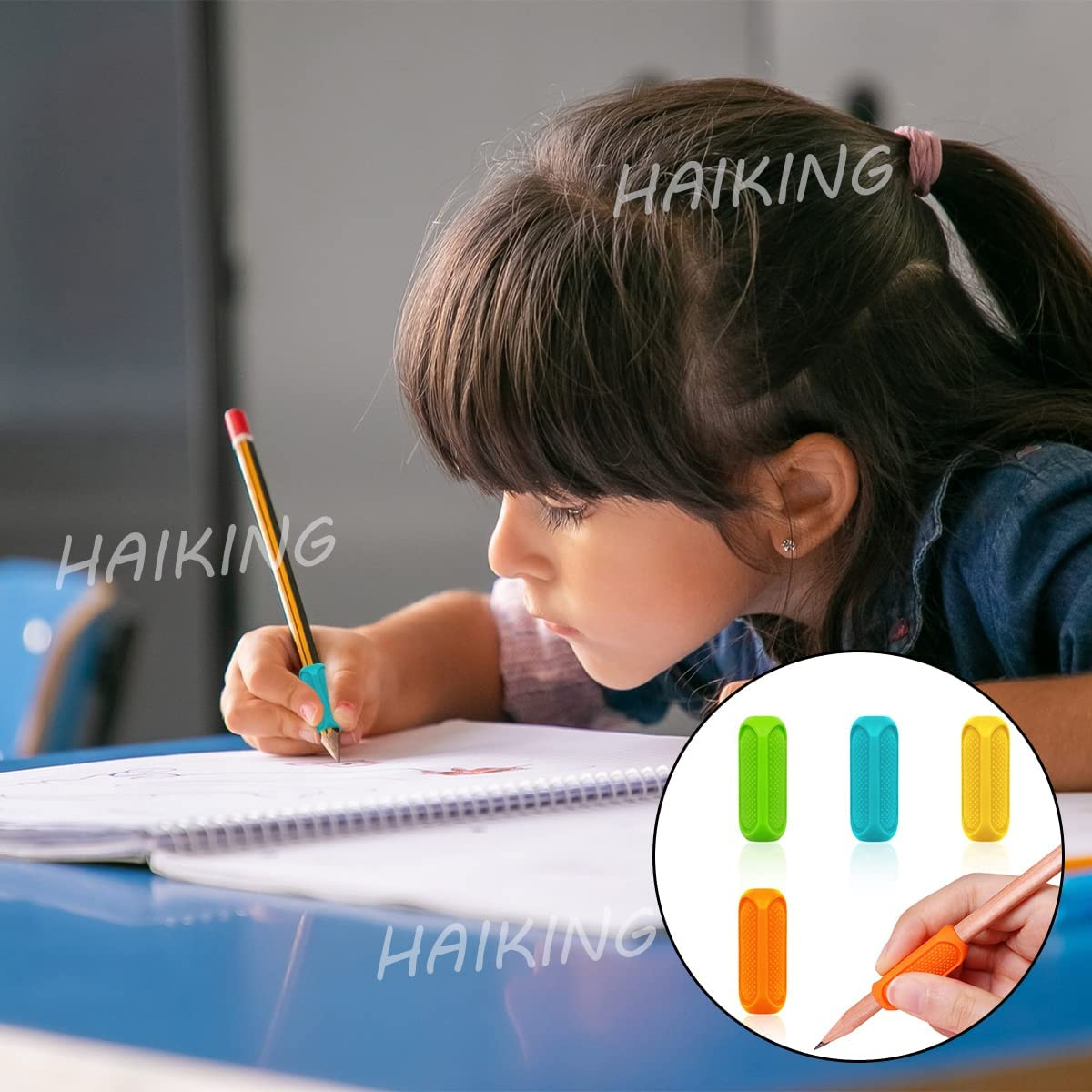 Pencil Grips, 4 Pcs Color Writing Posture Correction Finger Grip for Adults, Student, Righties and Lefties (4 Colors) image number 1