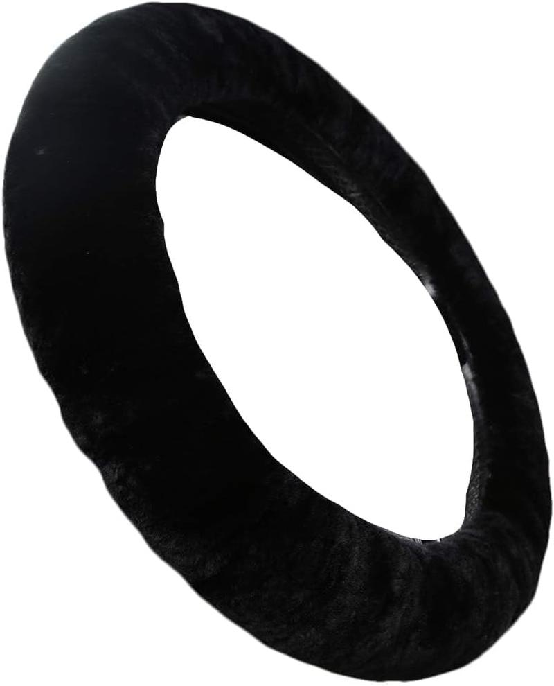 Soft Fluffy Car Steering Wheel Cover for Universal Auto Vehicle Women Man 14 1/2 Inch-15 1/2Inch Accessories Whole Black image number 4