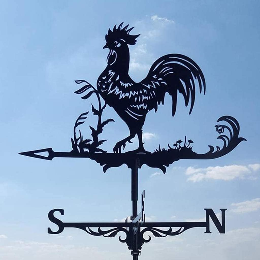 Metal Weather Vane Wind Direction Measuring Instrument Roof Installation Weather Vane Farm Scene Garden Art Deco Accessories (Cock) image number 2
