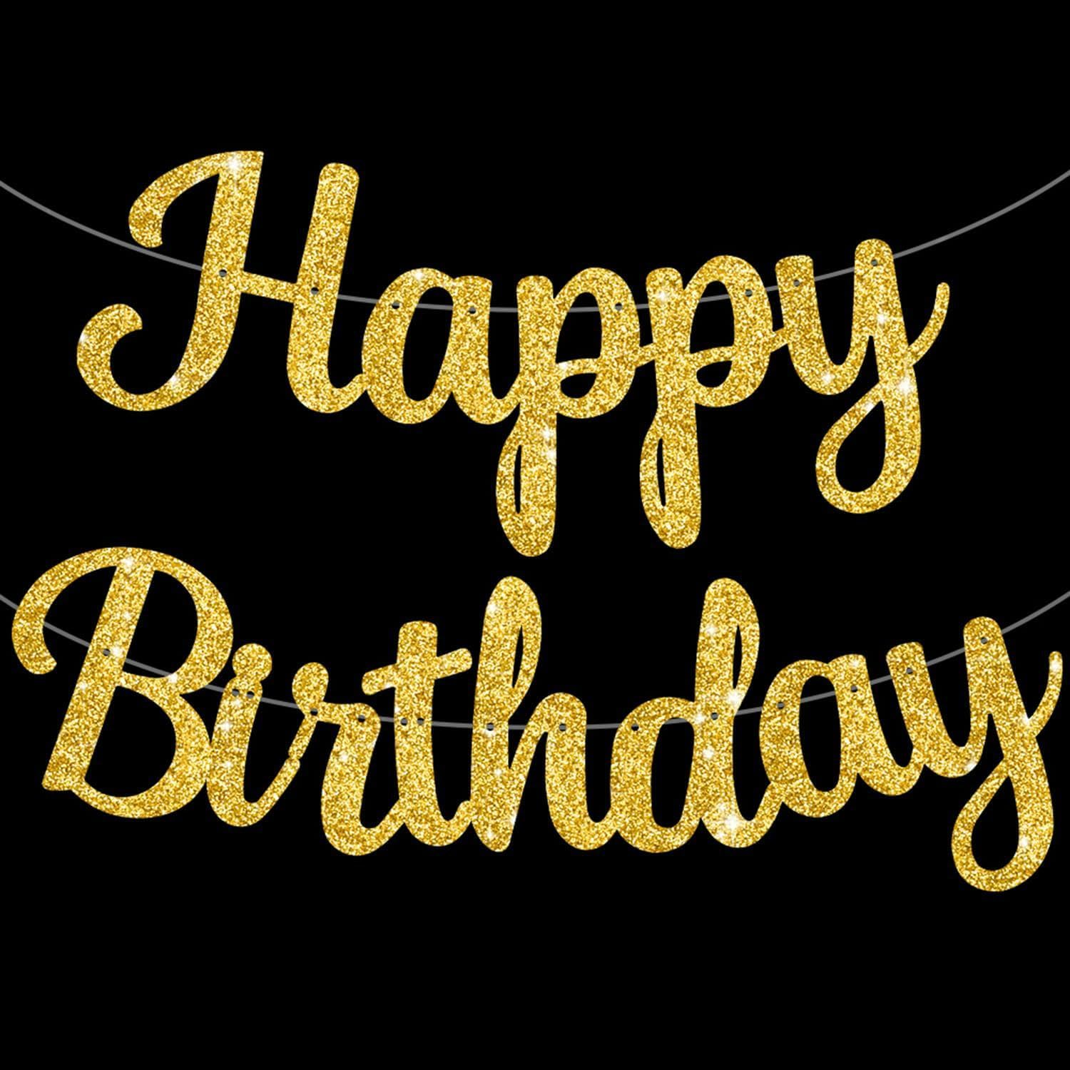 Weforu Glitter Gold Happy Birthday Banner - 10 Feet, DIY | Real Gold Birthday Party Decorations | Gold Happy Birthday Sign for Girls Women image number 5
