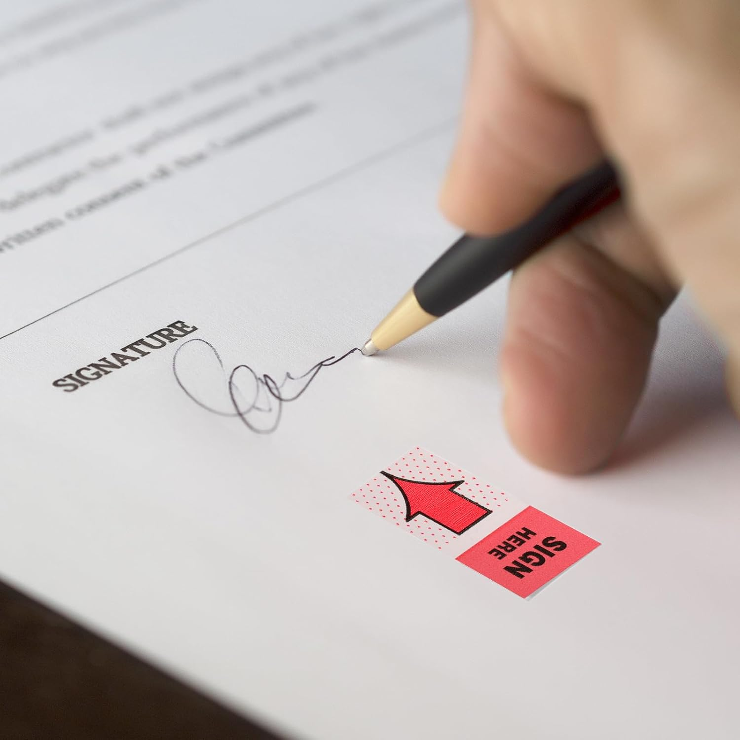 600Pcs/6 Packs Sign Here Tabs, Arrow Labels Stickers Sign Here Flags Sticky Signature Tabs Adhesive Message Post Tags for Documents Notebooks Home Office School Supplies (Red 2) image number 5