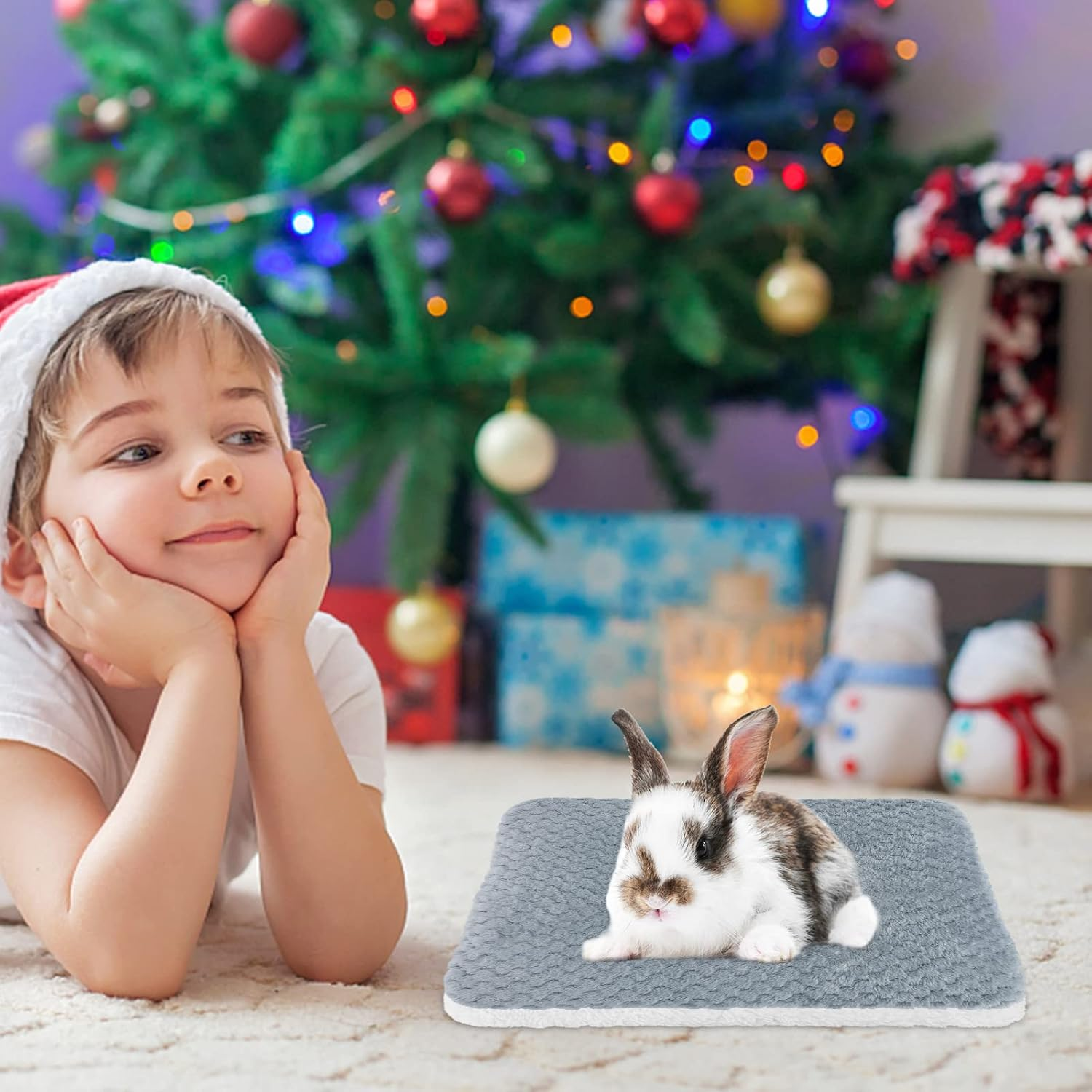 Small Animal Plush Bed Pack of 2 Warm Fluffy Puppy Blanket Fleece Rabbit Guinea Pig Cushion Bed Sleeping Mat for Puppy Dog Kitten Rabbit Chinchilla Squirrel Hamster 30 X 30 Cm image number 1