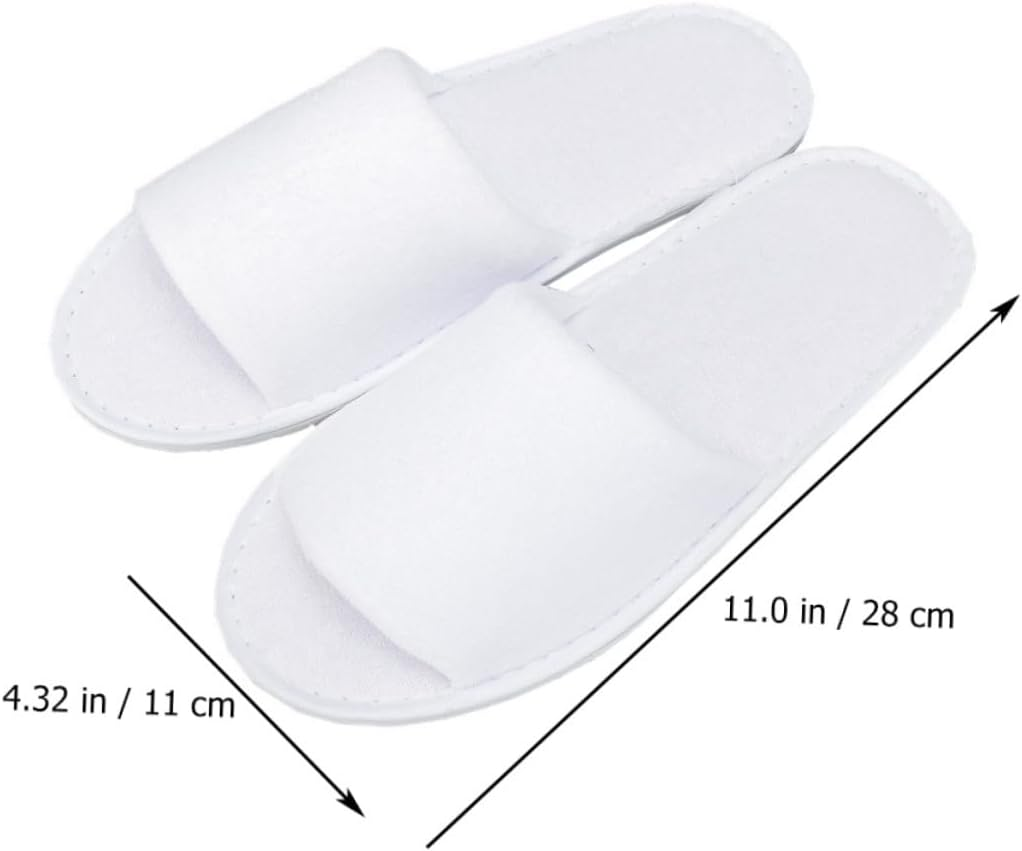 Disposable Half-Cover Spa Slippers 10 Pairs White Terry Cloth Travel Slippers for Adults One-Time Use Hotel Guest Footwear image number 5