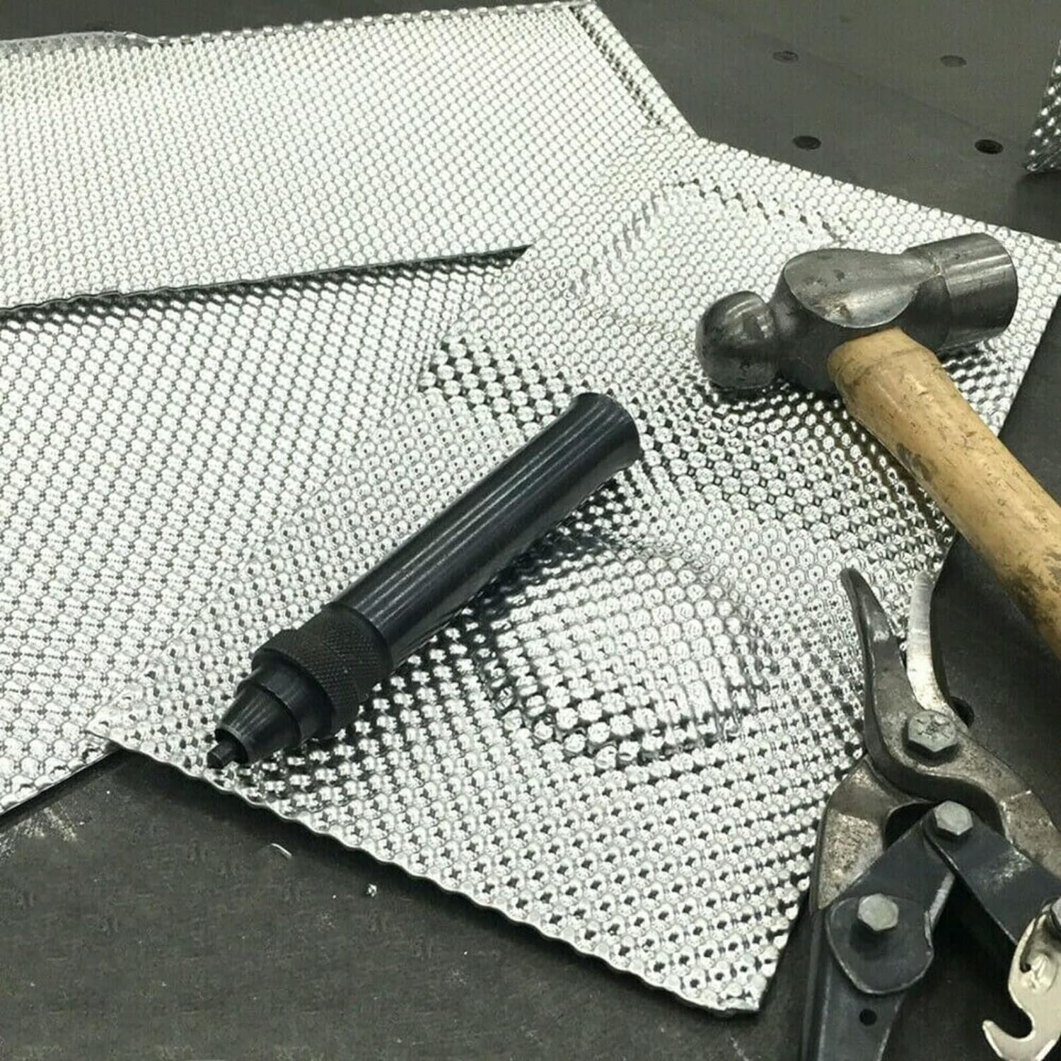 Embossed Aluminum Heat Shield Automotive 20'' X 27.5'' High Temp Thermal Barrier Exhaust Wrap Electrical for Cars/Turbo Manifold image number 2