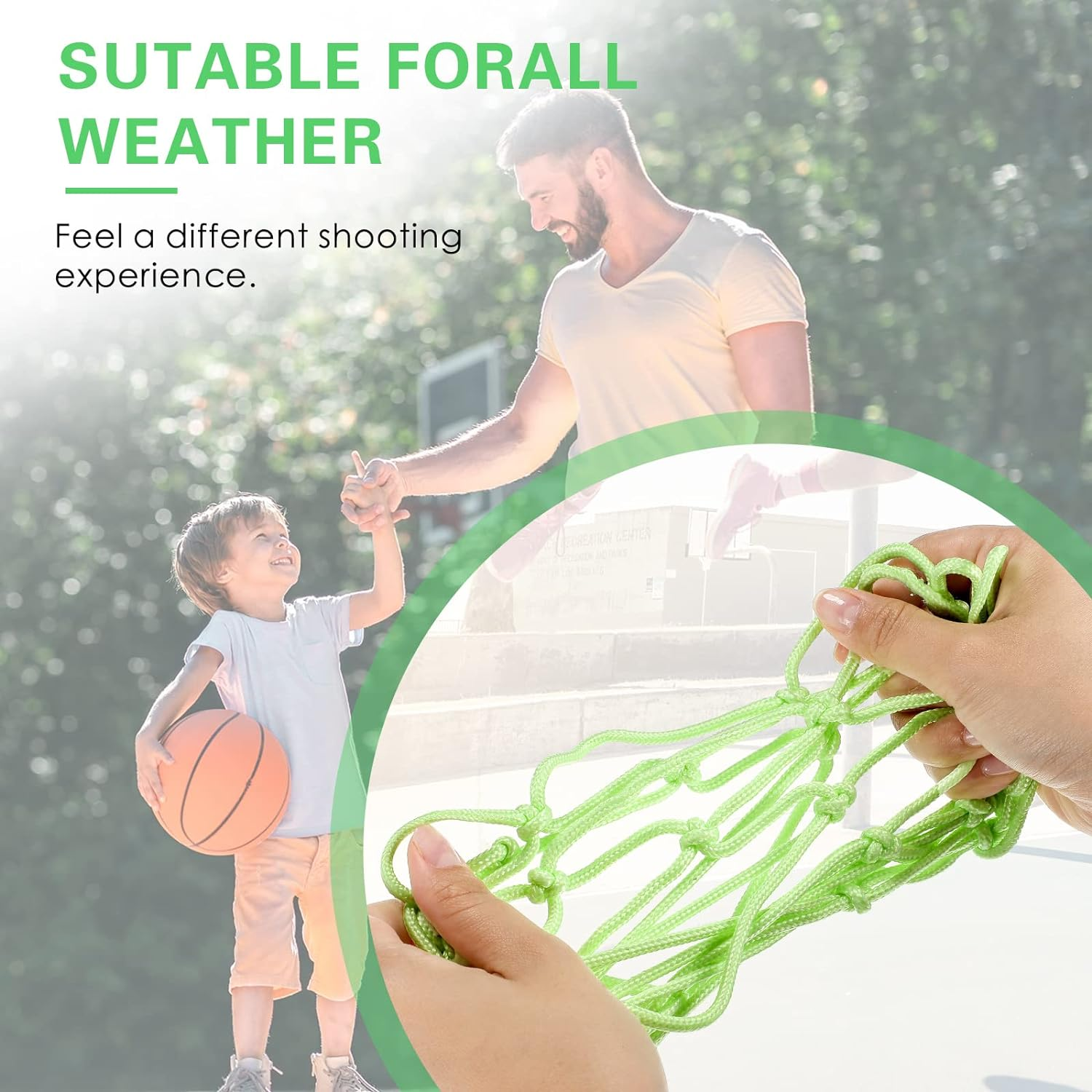 Nightlight Mini Basketball Net Glow 8 Loop Replacement Basketball Hoop Net Glow in the Dark Basket Ball Outdoor Portable Nylon Mesh for Children Outdoor Sun Powered Sports Gifts 8-10.25 Inch Rims image number 5