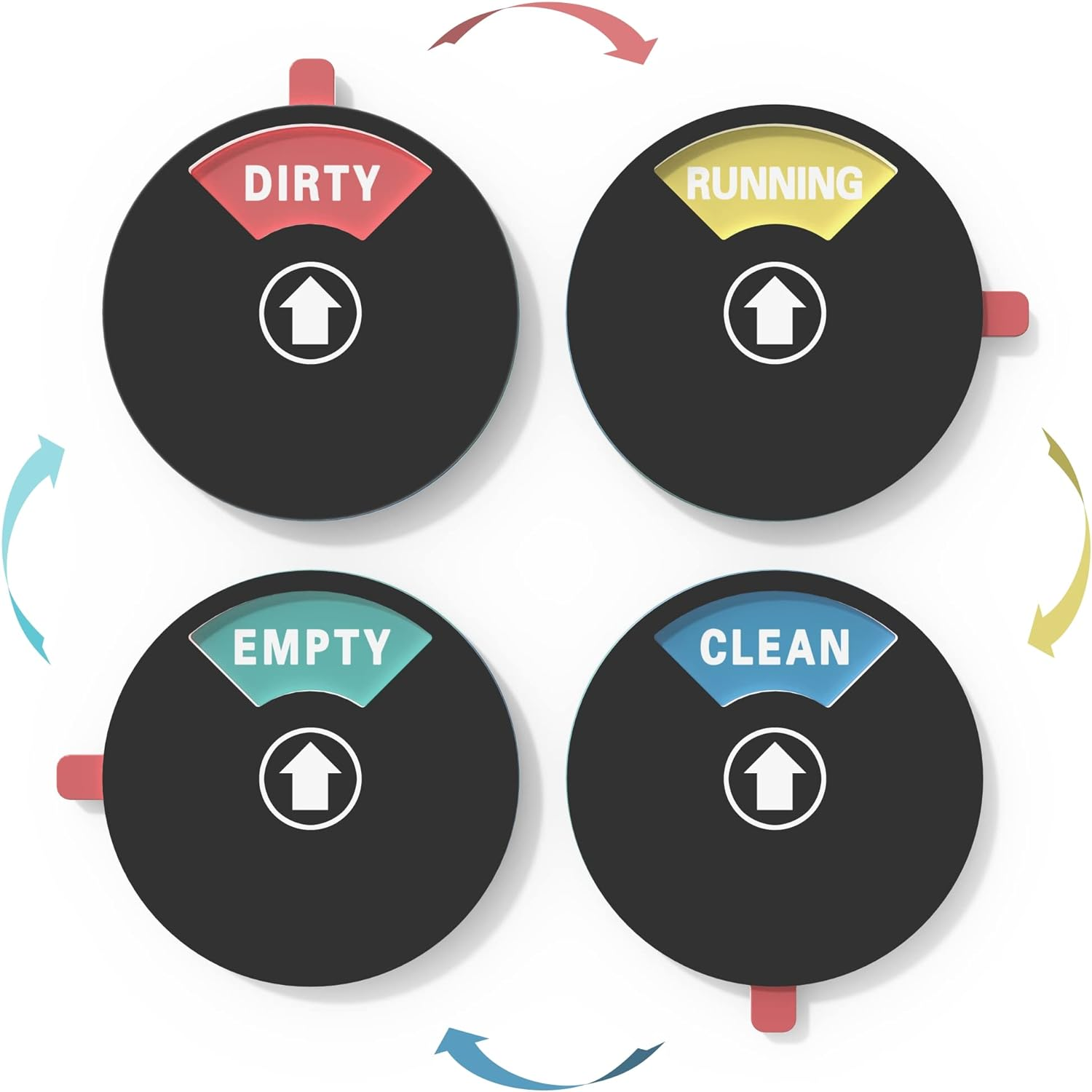 Updated Dishwasher Soft Magnet Clean Dirty Sign, Clean Dirty Running Empty Magnet for Dishwasher with Double-Sided Glue (Silver)