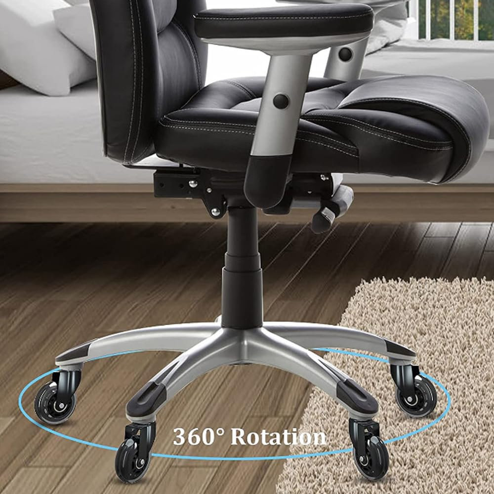 Office Chair Wheels (Set of 5) &ndash; 3" Heavy-Duty Replacement Casters for Hardwood & Carpet &ndash; Silent Rollerblade Wheels, 7/16" X 7/8" Stem, Black &ndash; Universal Fit for Ergonomic Chairs (Black A) image number 6