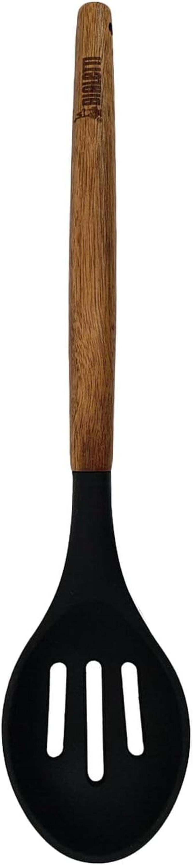 St Clare Silicone Slotted Spoon with Acacia Handle, Black image number 3