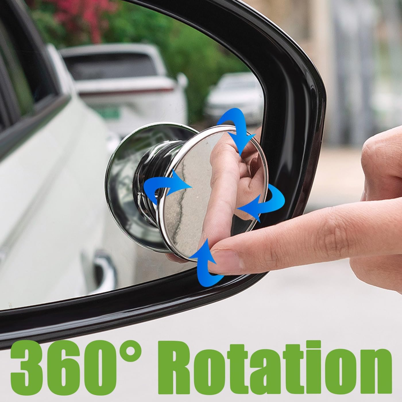 2 Pcs 360&deg; Rotate Car Blind Spot Mirrors HD Glass Side Blindspot Mirror round Shaped Frameless Rear View Mirrors with Suction Cup, Car, Van, SUV, and Trucks Accessories (Silver)