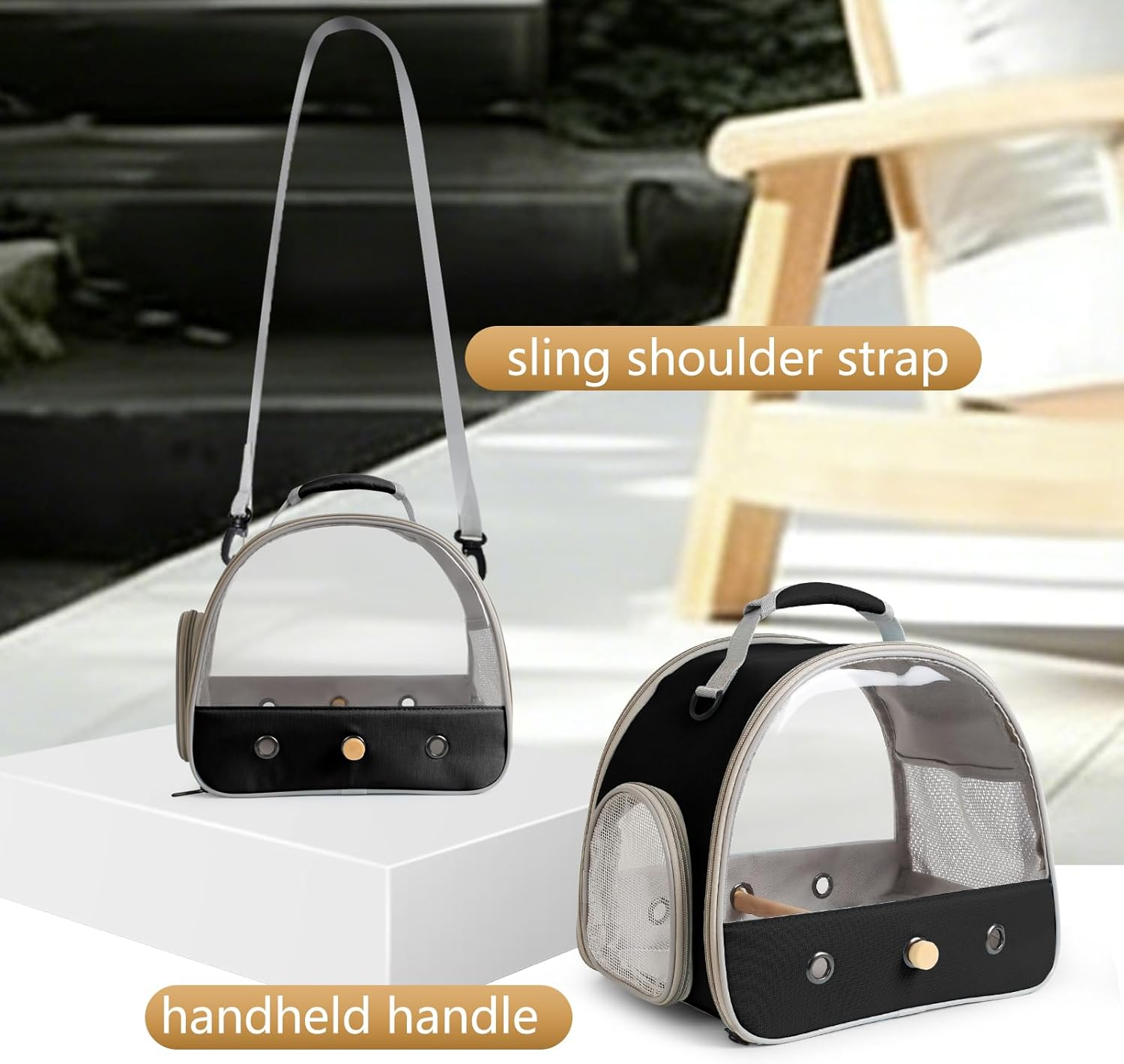 Bird Travel Carrier, Portable Small Bird Parrot Parakeet Carrier with Standing Perch and Soft Mat, Side Access Window Collapsible to Carry and Transport Birds Vet Visit image number 2