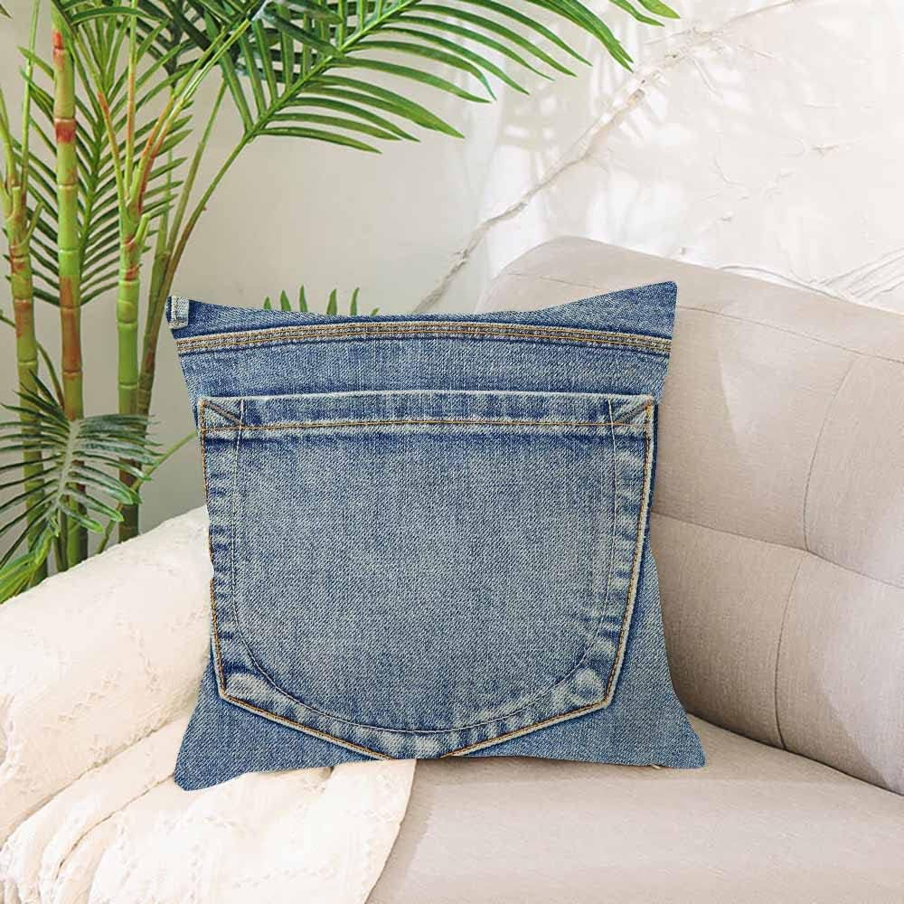 IBILIU Throw Pillow Covers Blue Country Empty Back Pocket of Jeans Denim Western Cushion Pillow Case Home Decor Pillowcase 18X18 Inches