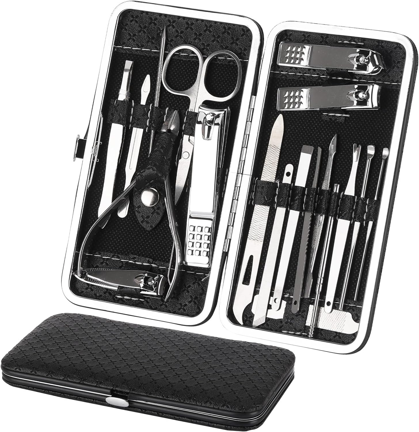 Manicure and Pedicure Kits, 19 Pieces Stainless Steel Nail Clippers Professional Manicure Set Nail Care Tools with Travel Case image number 1