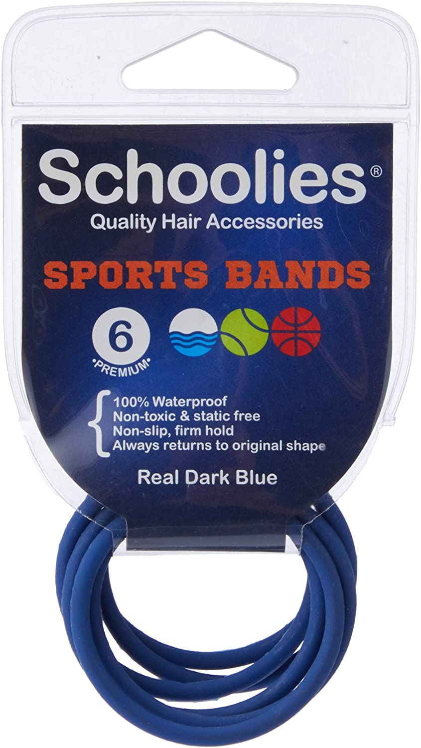 Schoolies Hair Accessories Sports Bands 6 Pieces, Real Dark Blue