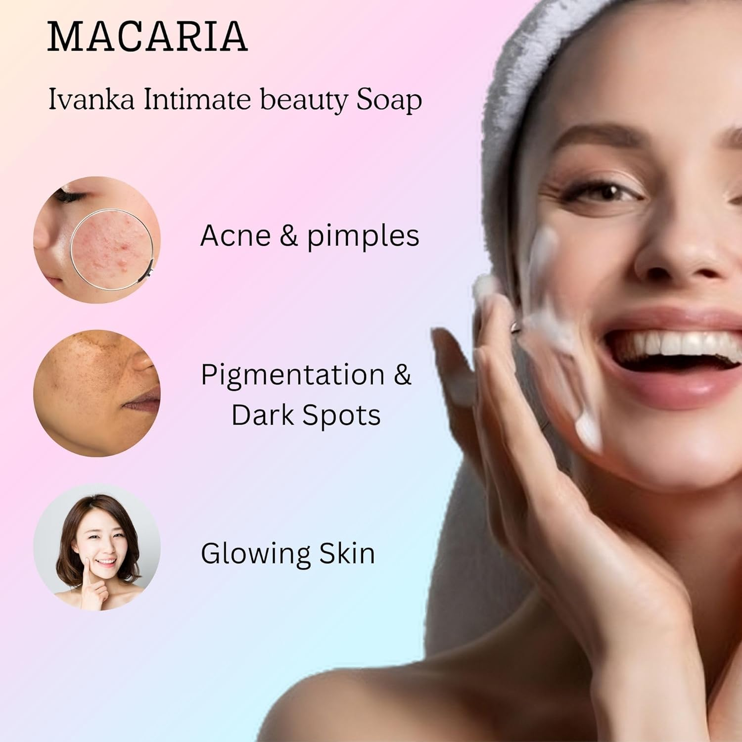 Ivanka Pigmentation Soap Original Kojic Care Glutathione Bust Pigmentation Dark Spots & Sun Damage Skin Whitening Brightening Lightening Men Women image number 5