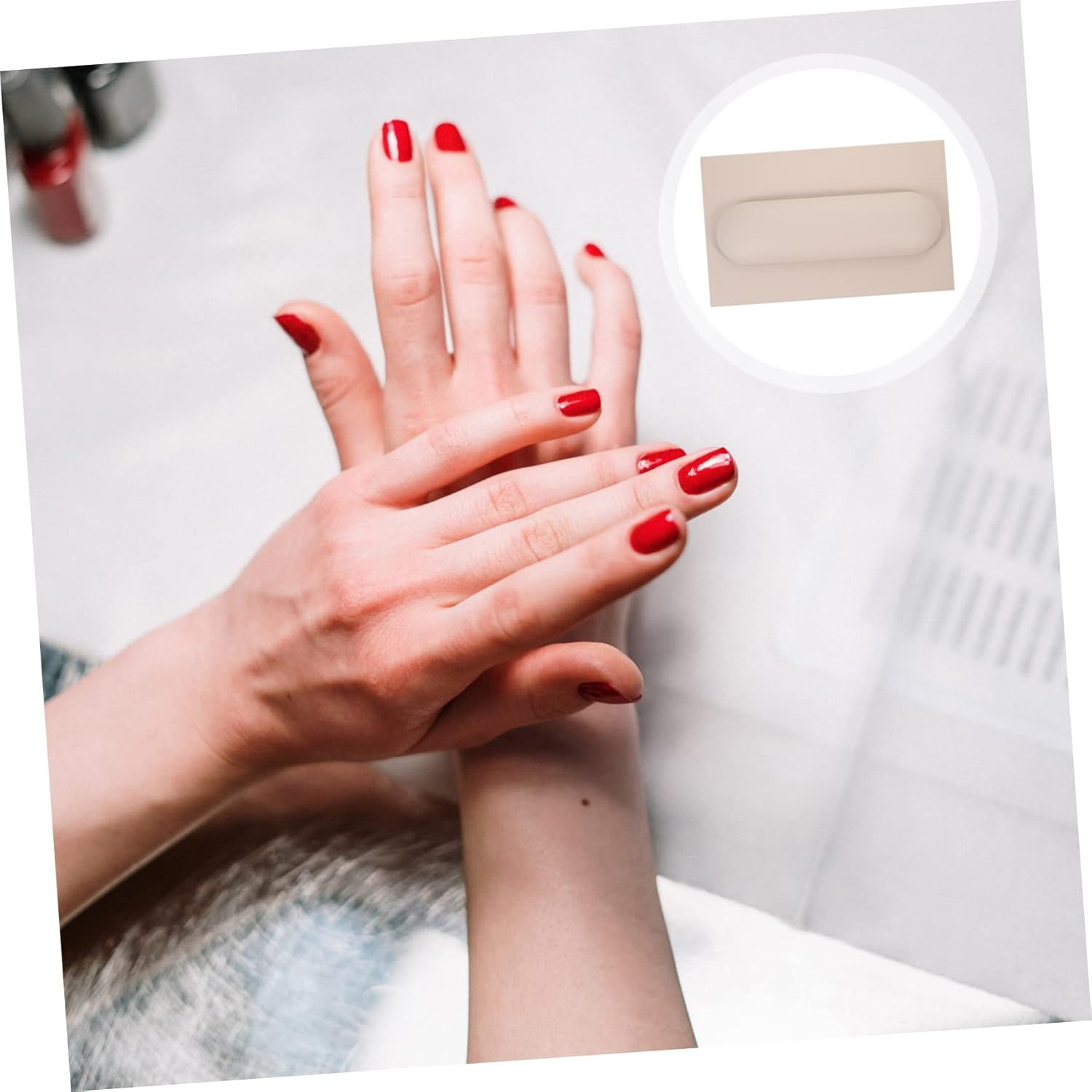 Ipetboom Nail Art Hand Pillow and Table Mat Set 2Pcs Nail Salon Hand Rest Cushion Manicure Arm Support Pad for Professional Techs in Cream Coffee image number 3