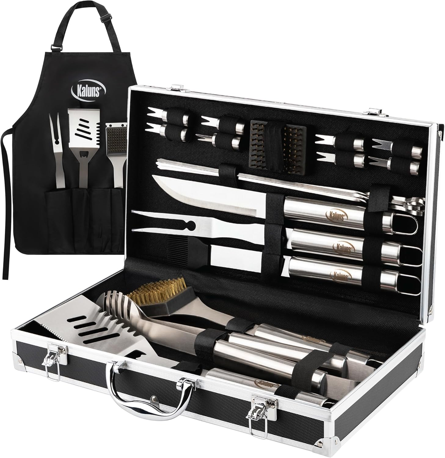 Kaluns&trade; BBQ Grill 21 Piece Utensil Set Heavy Duty Stainless Steel Tools Luxurious and Essential Tools for Barbequing Professional Grilling Accessories for the Expert Complete Outdoor Kit image number 2