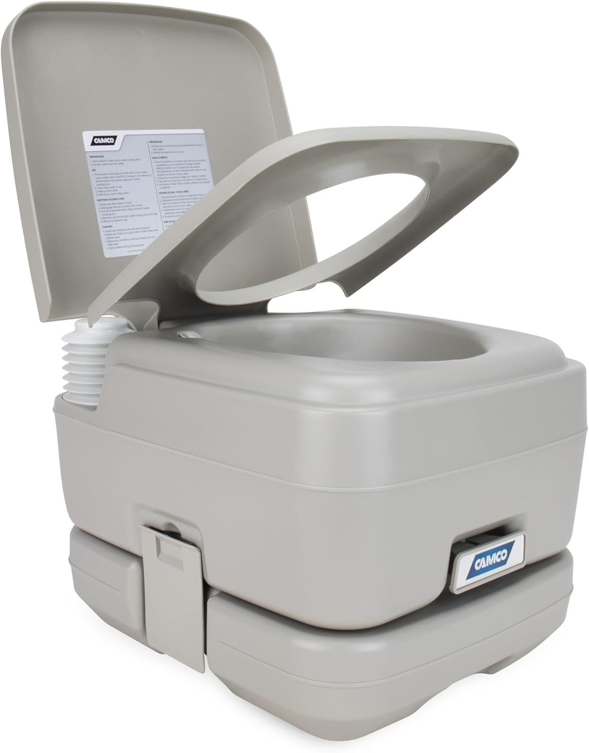 Camco Portable Travel Toilet - Features Bellow-Type Flush and Sealing Slide Valve to Lock-In Odors and Protect against Leakage-| Lightweight and Compact, 2.6 Gallon (41531) image number 1