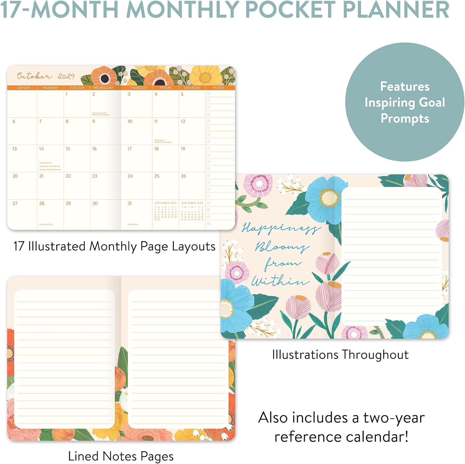 Orange Circle 2024 Bella Flora Monthly Pocket Planner image number 6