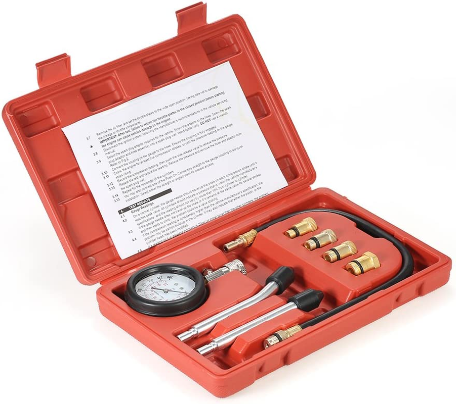 Threeh 8 Pcs Gasoline Engine Compression Tester Petrol Gas Engine Cylinder Automobile Pressure Gauge Tester Automotive Test Kit MA02A image number 2