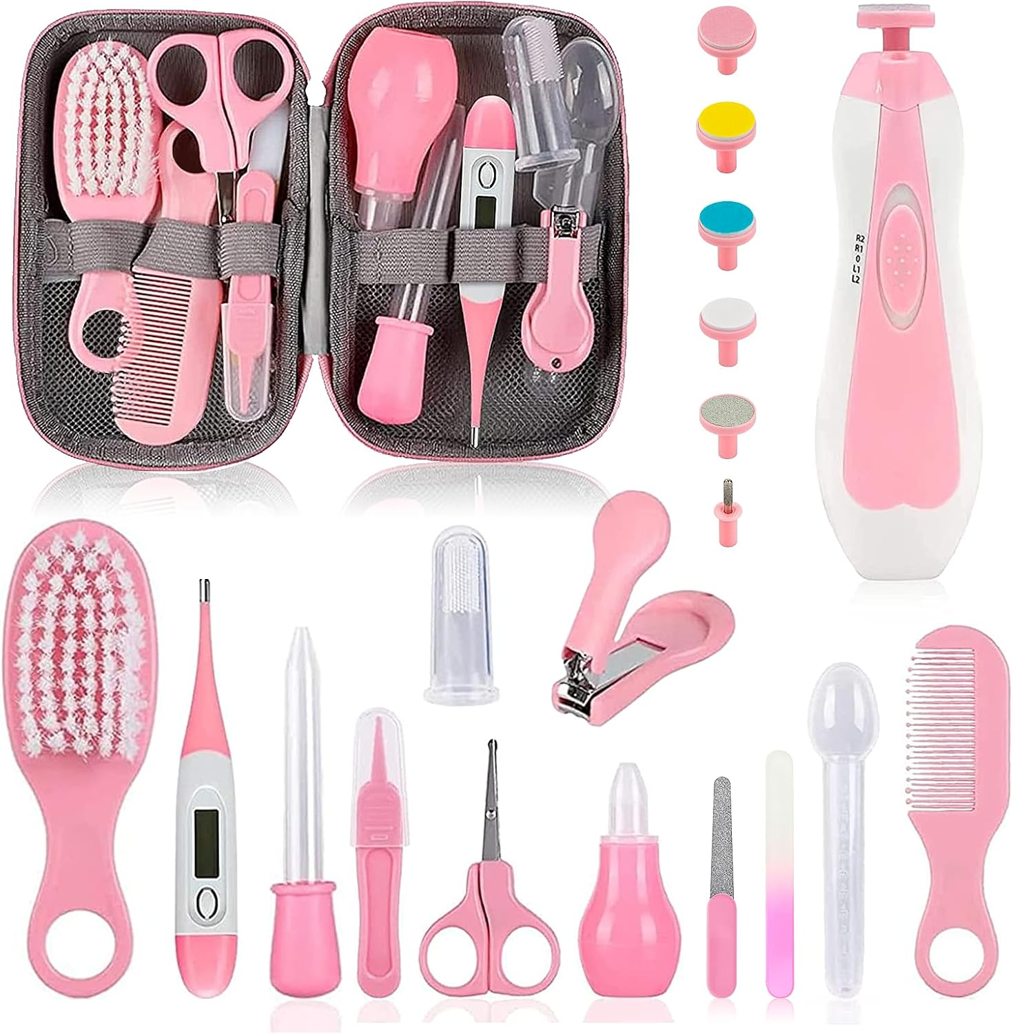 Baby Grooming Kit, Infant Safety Care Set with Hair Brush Comb Nail Clipper Nasal Aspirator Ear Cleaner,Baby Essentials Kit for Newborn Girls Boys image number 2