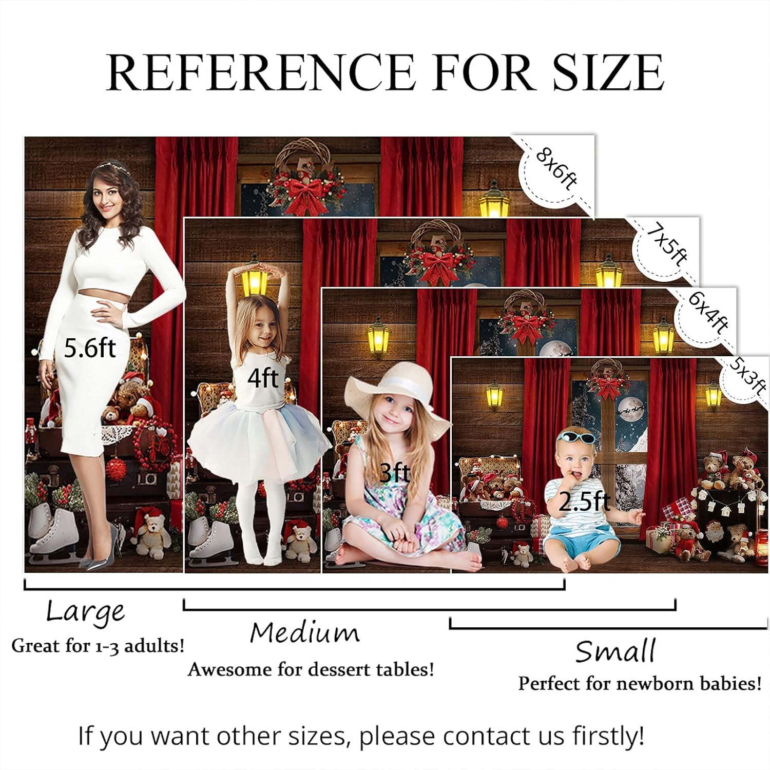 Mocsicka Christmas Window Backdrop Santa Gifts Bear Christmas Window Decorations for Baby Family Kids Indoor Xmas Tree New Year Holiday Photography Background (10X8Ft(120X96 Inch)) image number 2