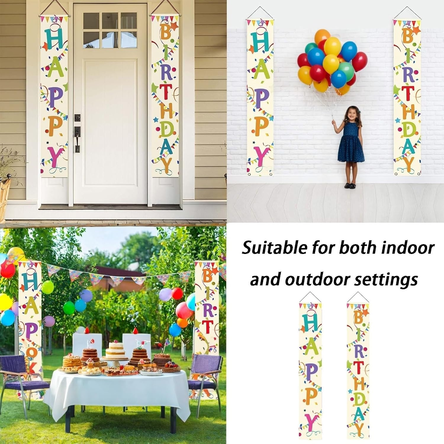 Colorful Happy Birthday Porch Sign - Vibrant Yard Decor, Door Banner, Party Supplies for Joyful Celebrations