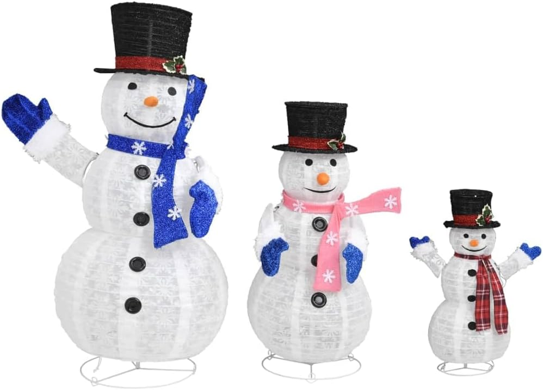 Decorative Christmas Snowman Family Figures with LED Luxury Fabric image number 6