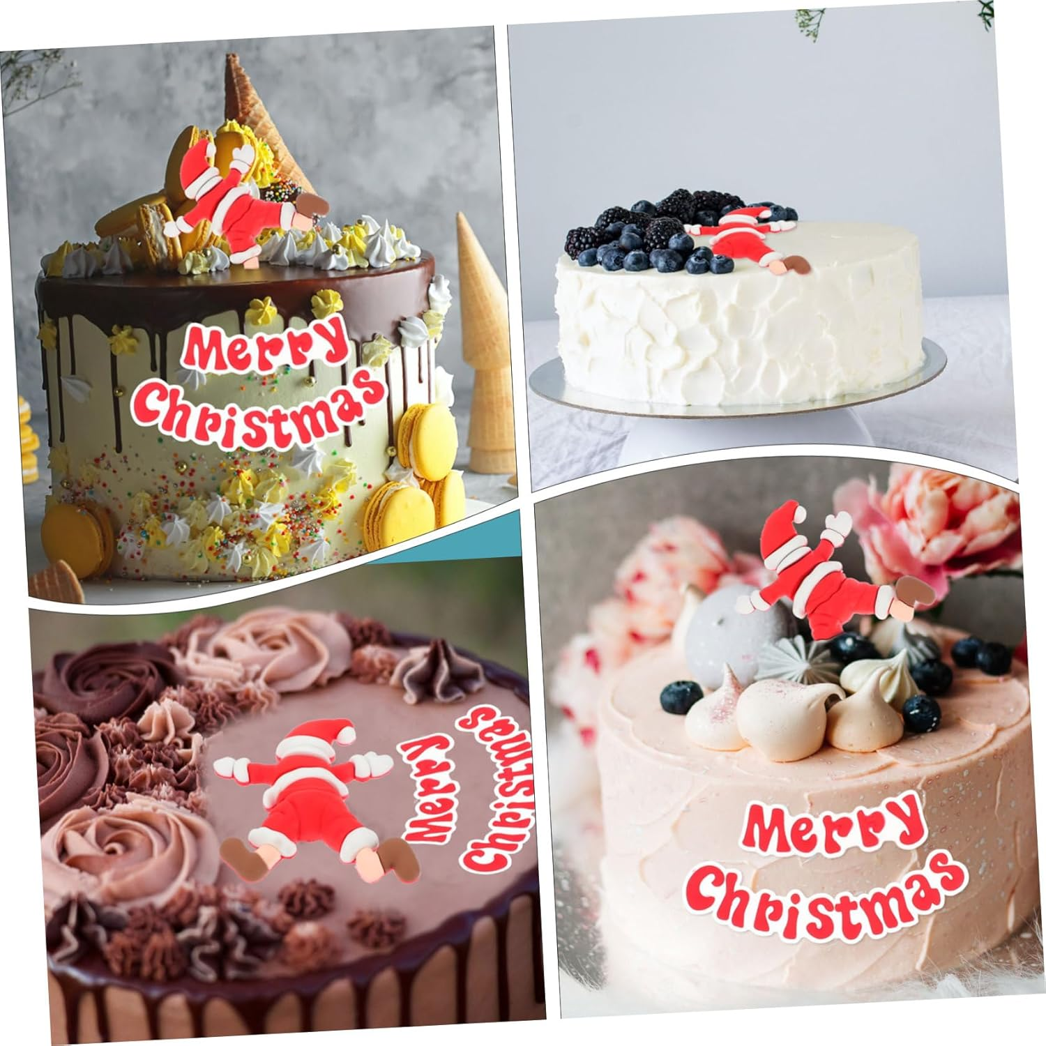 NOLITOY Christmas Cake Topper Xmas Theme Soft Sled Santa Cake Decoration Insert for Holiday Dessert Fondant Christmas Home Decor image number 6