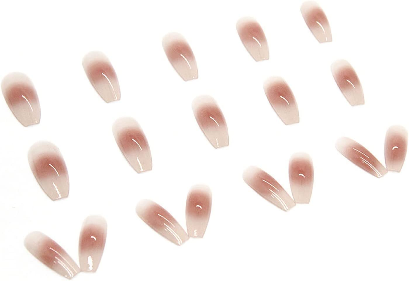 Gradient Press on Nails Coffin Long Fake Jelly Nails Acrylic Full Cover Artificial Glossy False Nails for Women and Girls 24PCS image number 1