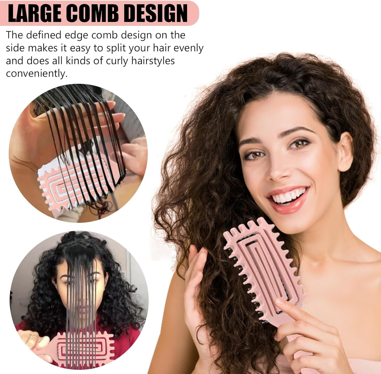Curl Defining Brush for Curly Hair &ndash; Detangling & Styling Brush for Wet or Dry Hair &ndash; Reduces Frizz, Shapes & Lifts Curls (Rose Pink) image number 2