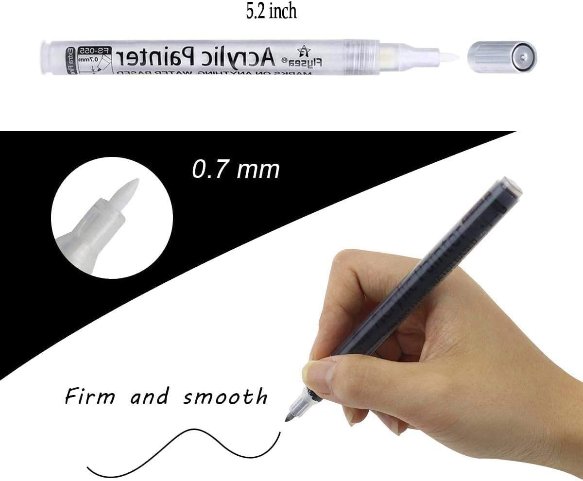 12 Pcs Acrylic Paint Pens, Betterjonny 0.7Mm Paint Marker Permanent Paint Pens for Rock Painting, Wood, Ceramic, Glass, Canvas, Metal, Plastic Mark image number 2