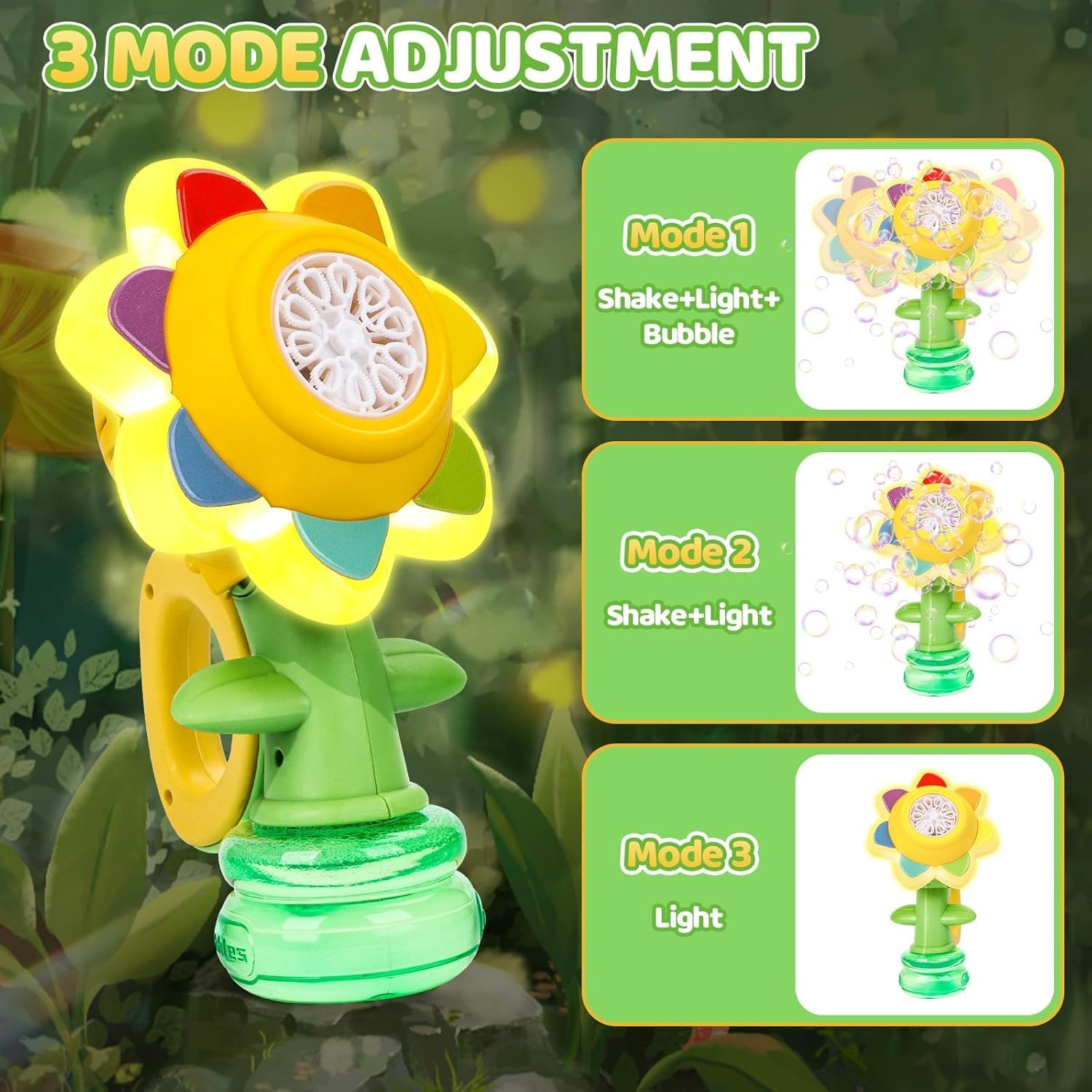 Bubble Machine for Kids, Rechargeable Dancing Sunflower Bubble Maker, Light up Automatic Bubble Blower Toys for Baby Childrens Girls Gift, Bubble Blaster Party Favors, Bonus 10 Pack Bubble Solution image number 2