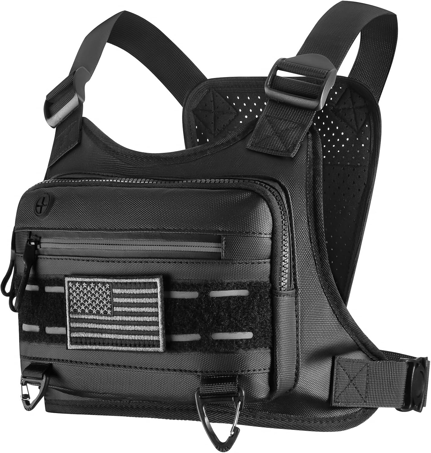 Chest Bag for Men and Women Water Resistant Running Vest Tactical Chest Bag Pack for Sports Outdoor, Black, One Size image number 4