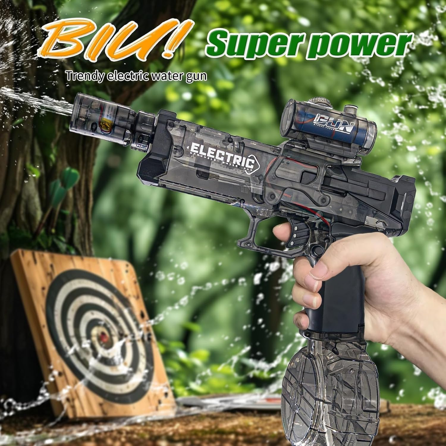 Electric Water Gun for Kids Ages 8-12-Automatic Water Gun-Super Soaker,Long Range 28-32 Ft,Beach Toys for Summer Outdoor Fun,Perfect Pool and Water Guns Play (Black) image number 6