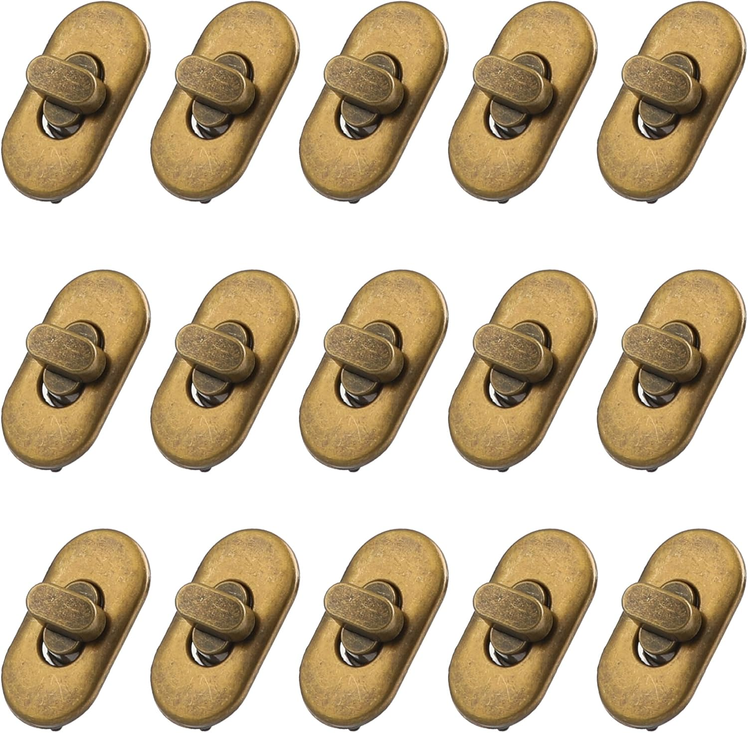 TXIN 15 Pieces Twist Lock Fastener Purse Turn Locks Clasp Bag Closure Metal Clip Hardware for DIY Handbag Craft Making Supplies