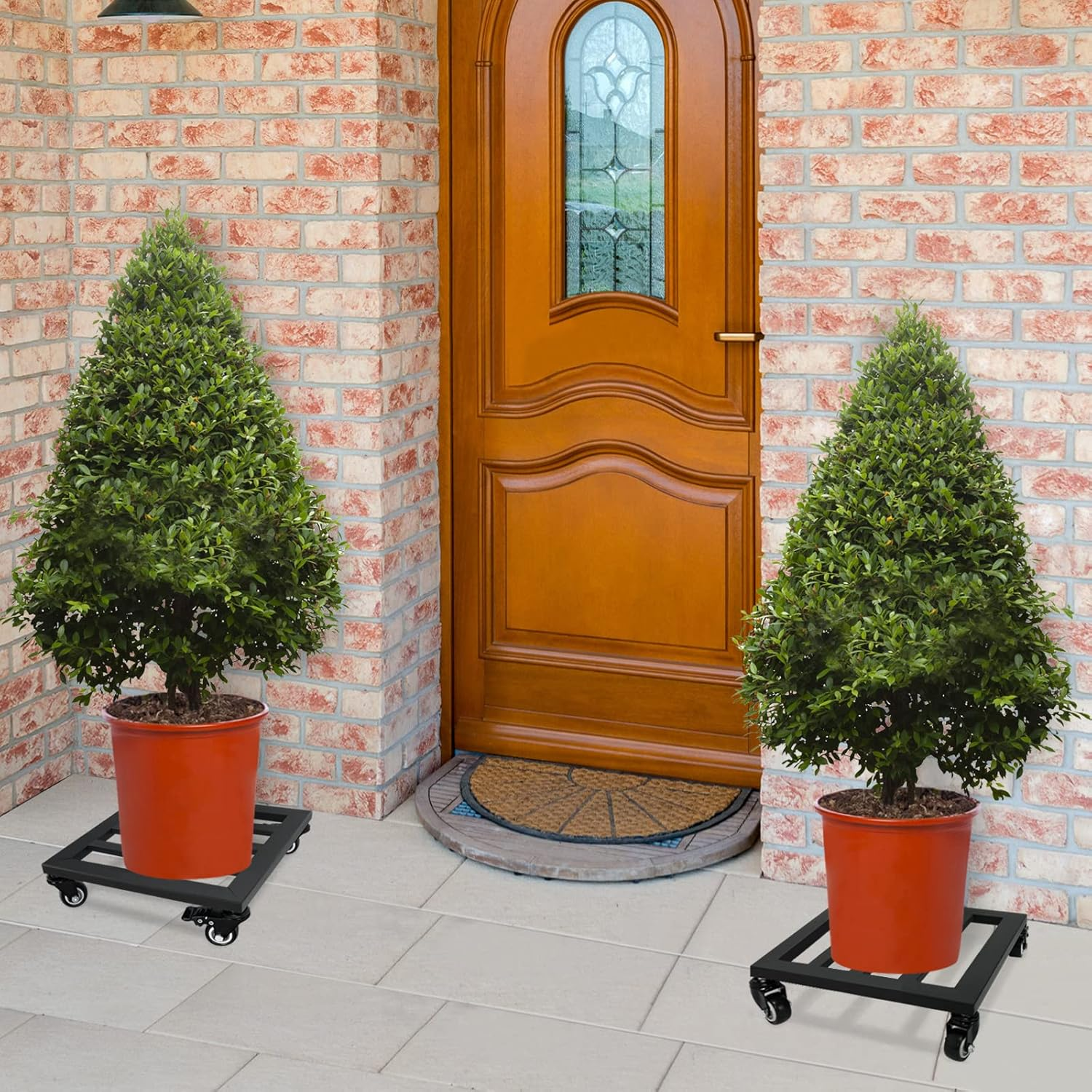Plant Caddy with Wheels, 2 Pack 12 Inch Plant Stand with Wheels Metal Square Plant Dolly with Lockable Caster Wheels Heavy Duty Plant Dolly Base for Indoor Outdoor Holds up 380 Lbs Pots Planter, Black image number 2
