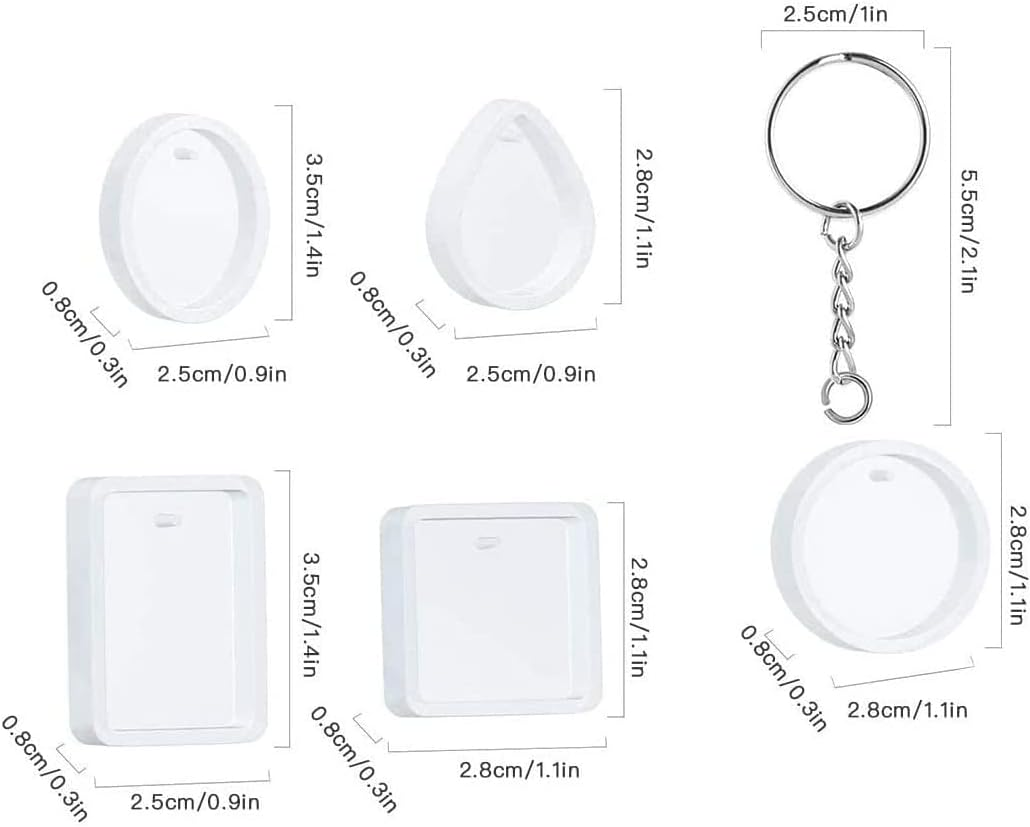 LALOCAPEYO 20 Pcs Silicone Resin Molds with Hanging Hole with Keychain Rings for Jewelry Making DIY Craft for Resin Jewelry Casting Molds, Silicone Molds Pendant Mold image number 2