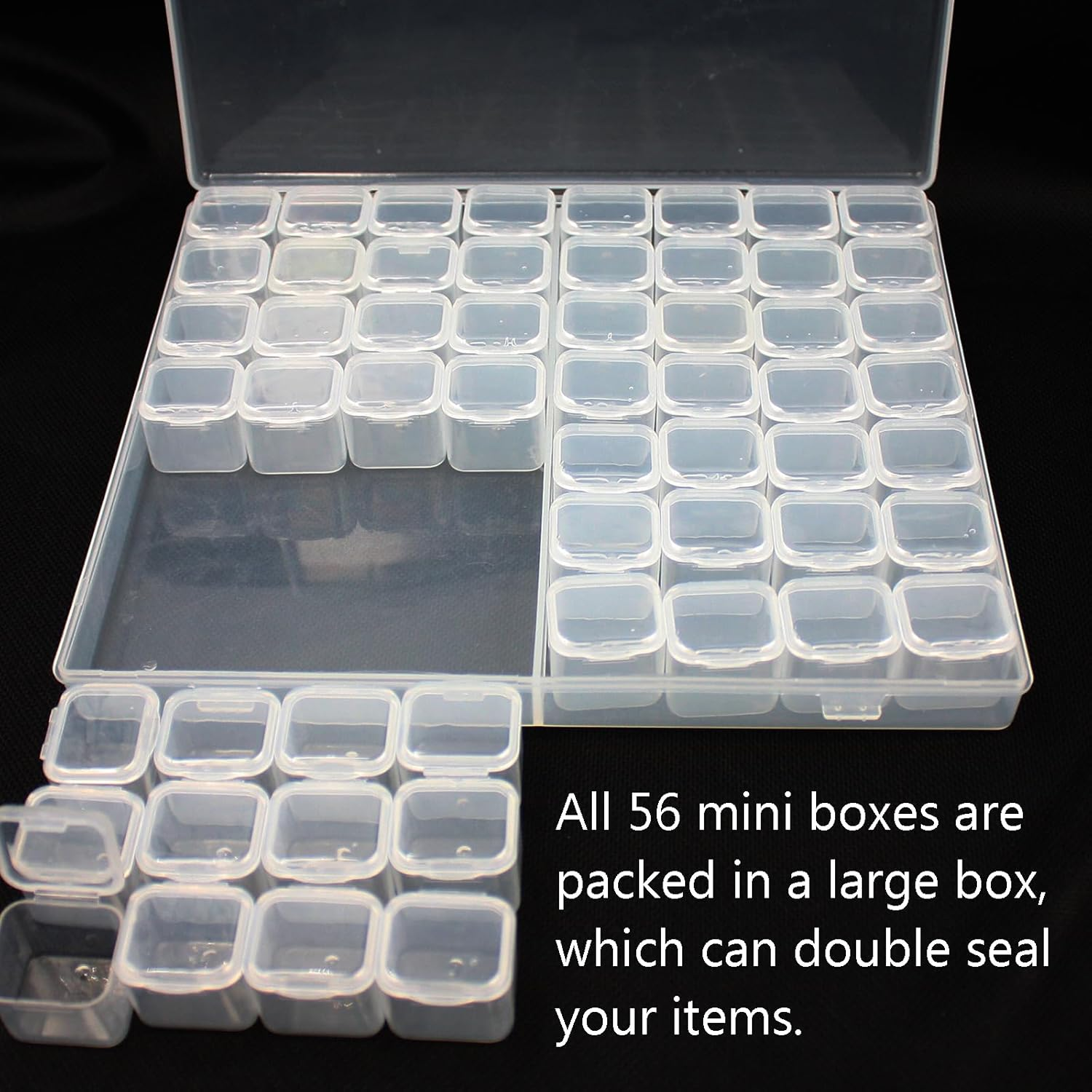 Acbbmns 1Pc 56 Grids Diamond Painting Box Clear Plastic Beads Storage Organizer Box Embroidery Case for Diamond Painting Accessories DIY Rhinestone Beads Nail Art Small Findings image number 3