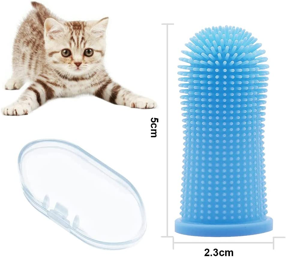 Dog Toothbrush 4Pcs, 360&deg; Dog Finger Toothbrush Silicone Teeth Cleaning Brushes for Cat Dog Pet Dental Care image number 2