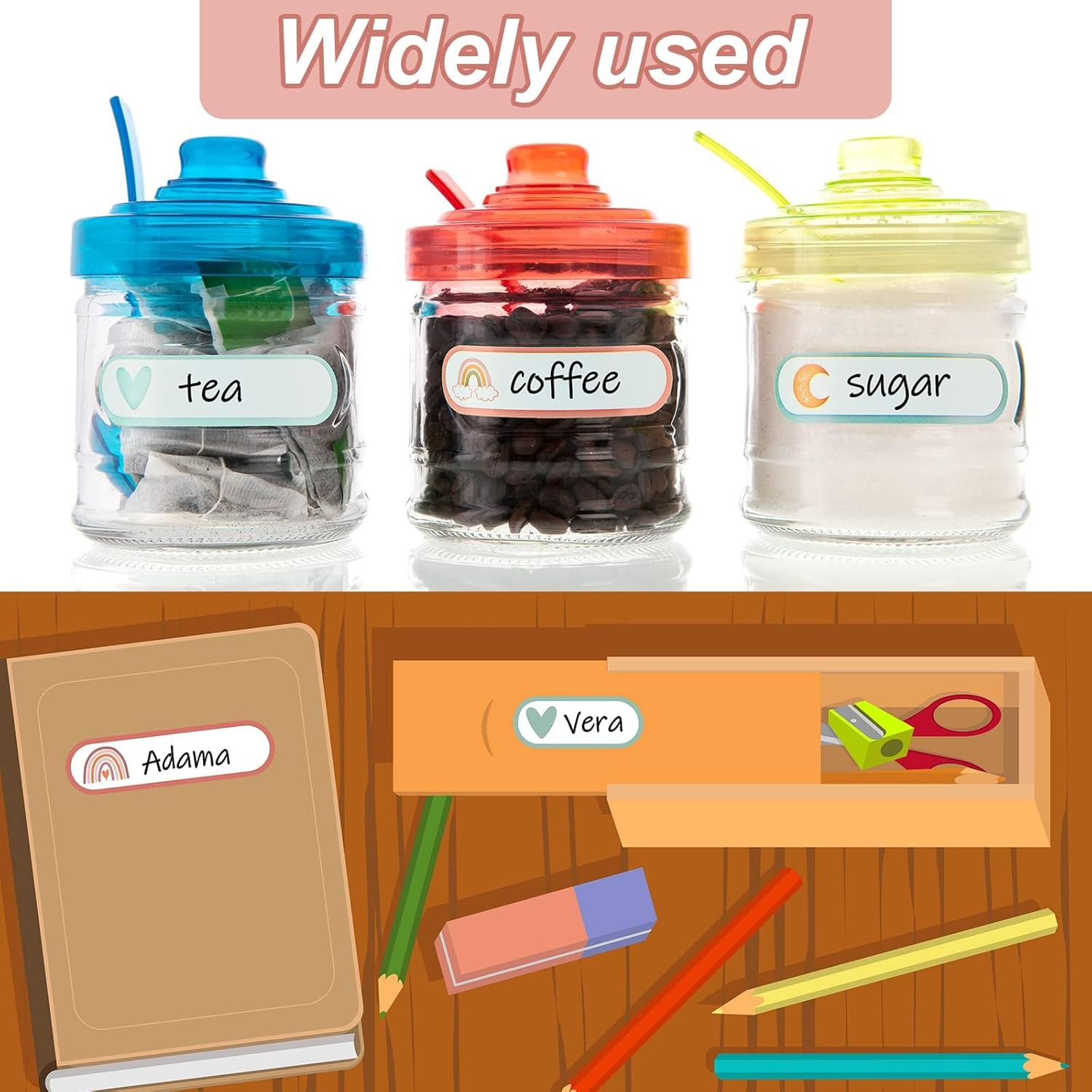 Kids Label for Daycare, 320 Pcs Baby Bottle Labels, Name Labels Kids, Self Laminating, Waterproof, Name Label Stickers for School Supplies, Water Bottle, for Kid Stickers Self Adhesiven. image number 4